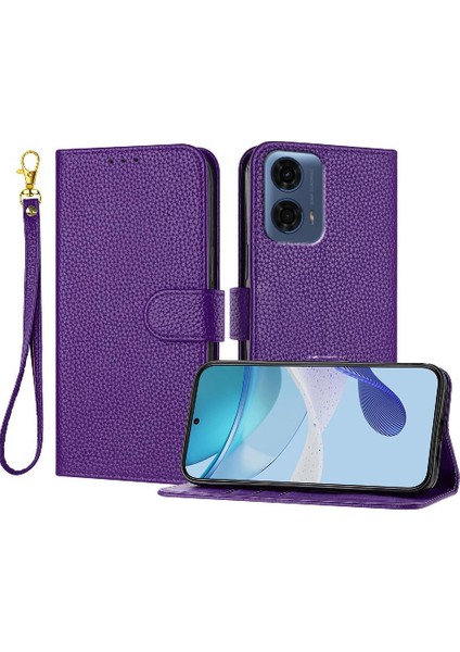 Motorola Moto G24 Güç 4g Pu Deri Litchi Desen Cüzdan Için Telefon Kılıfı (Yurt Dışından)