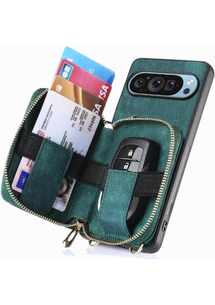 Google Piksel 9 Pro Xl Fermuar Kapatma Standı 7 Kart Yuvaları Premium Için Kılıf (Yurt Dışından)