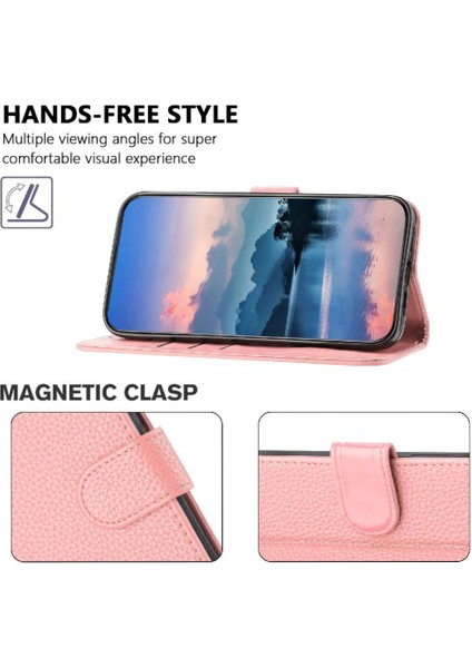 MY Boutique1 Realme Için Telefon Kılıfı 12 Pro Artı Flip Folio Litchi Desen Cüzdan Kart Pu (Yurt Dışından)