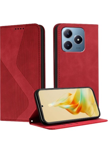 Realme C63 4g Manyetik Pu Deri Için Kılıf Folio Kapak Cüzdan Kickstand (Yurt Dışından)
