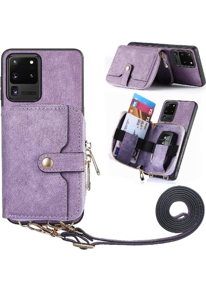 Galaxy S20 Ultra Fermuar Kapatma Standı 7 Kart Yuvaları Için Kılıf (Yurt Dışından)
