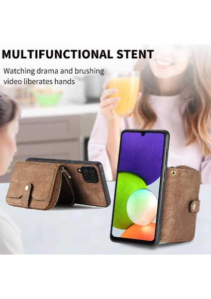 Galaxy A22 4g Premium Deri Fermuar Kapatma Standı 7 Kart (Yurt Dışından) fırsatları