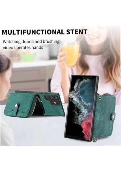 Galaxy S22 Ultra Premium Deri Fermuar Kapatma 7 Kart (Yurt Dışından) indirimleri