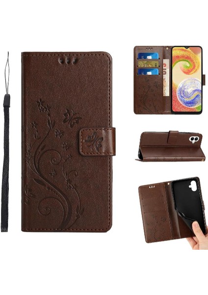 Galaxy A06 Kickstand Kart Tutucu Pu Deri Bilek Için Flip Case (Yurt Dışından)