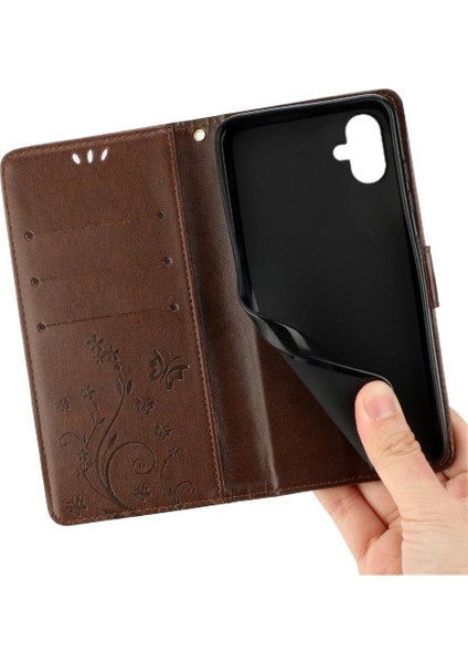 Galaxy A06 Kickstand Kart Tutucu Pu Deri Bilek Için Flip Case (Yurt Dışından) fırsatları
