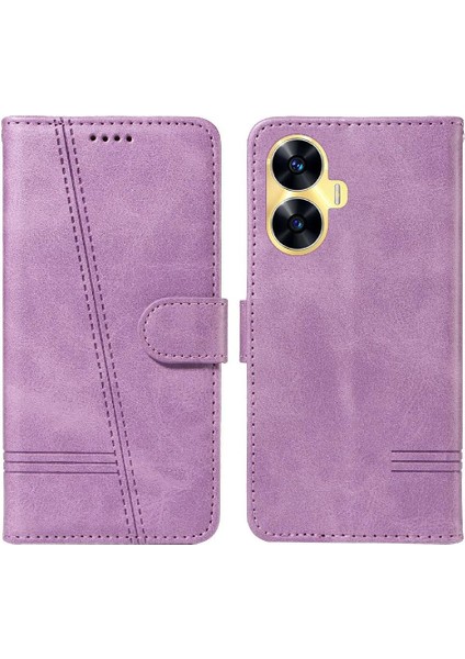 Realme C55 Preslenmiş Pu Deri Ayrılabilir Siyah Bilezik Durumda Için Filp Durumda (Yurt Dışından) indirimleri