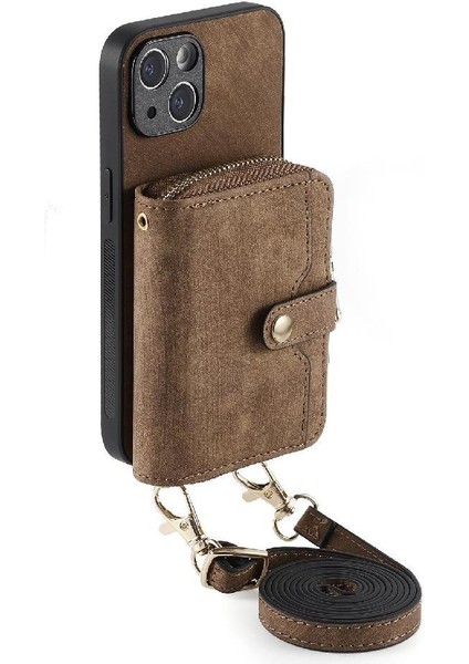 IPhone 14 Için Kılıf Fermuar Kapatma Standı Premium Deri 7 Kart Yuvaları (Yurt Dışından) fırsatları