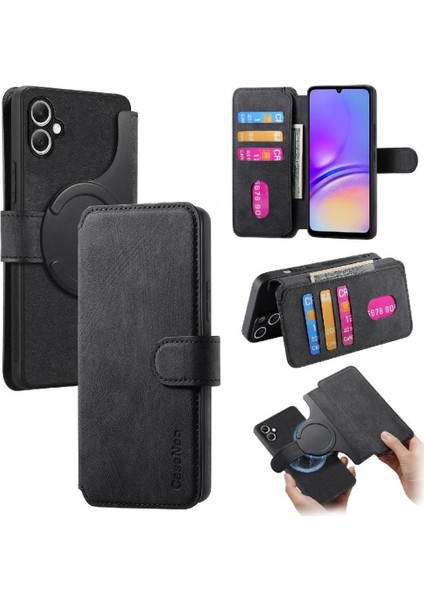 Galaxy A05 Için Flip Case Cüzdan Kart Standı Retro Mıknatıs Koruyucu (Yurt Dışından)
