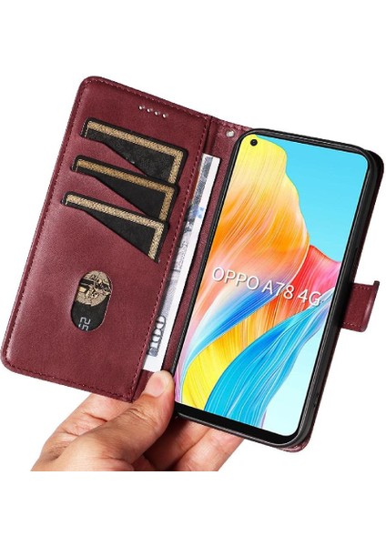 Oppo A78 4g Için Filp Durumda Ayrılabilir Siyah Bilezik Preslenmiş Pu Deri (Yurt Dışından) fiyatları
