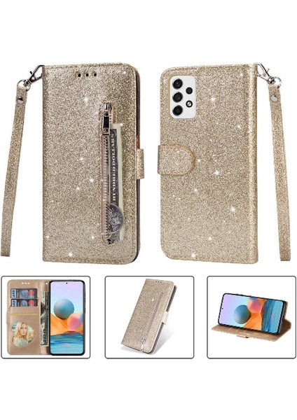 Samsung Galaxy A33 5g Glitter Cüzdan Kılıf Için Fermuarlı Cebi Durumda Manyetik (Yurt Dışından)