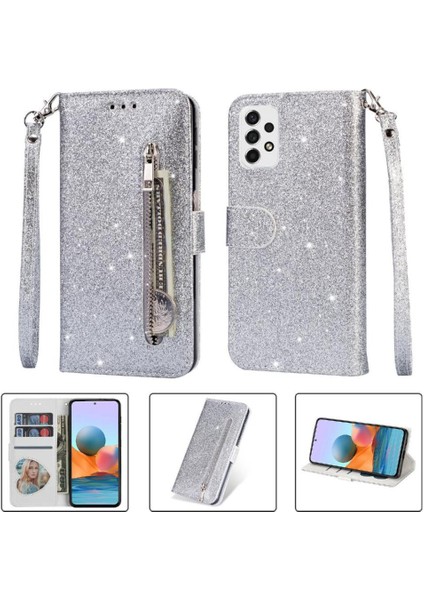 Samsung Galaxy A33 5g Glitter Cüzdan Kılıf Için Fermuarlı Cebi Durumda Manyetik (Yurt Dışından)
