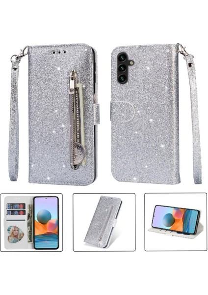 Samsung Galaxy A13 Için Fermuarlı Cebi Durumda 5g/4g Manyetik Kapatma Glitter (Yurt Dışından)