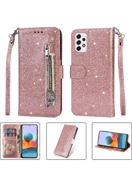 Samsung Galaxy A33 5g Glitter Cüzdan Kılıf Için Fermuarlı Cebi Durumda Manyetik (Yurt Dışından)