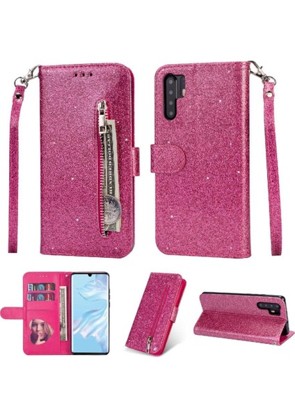 Huawei P30 Pro Glitter Cüzdan Kılıf Için Fermuarlı Cebi Durumda Pu Deri Kart (Yurt Dışından)