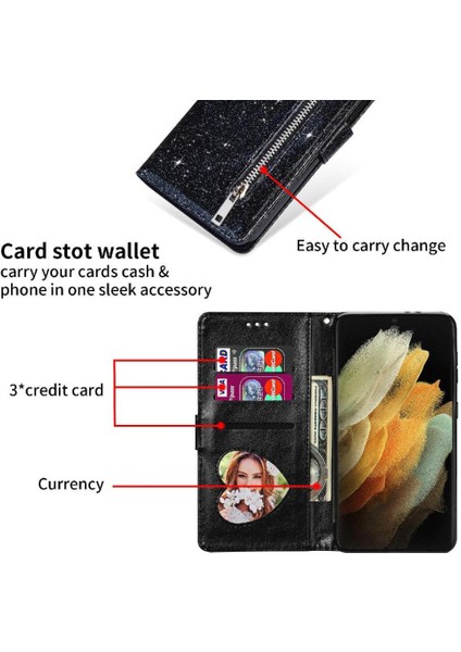 Samsung Galaxy S23 Artı Glitter Cüzdan Kılıf Bilek Için Fermuarlı Cebi Durumda (Yurt Dışından) indirimleri