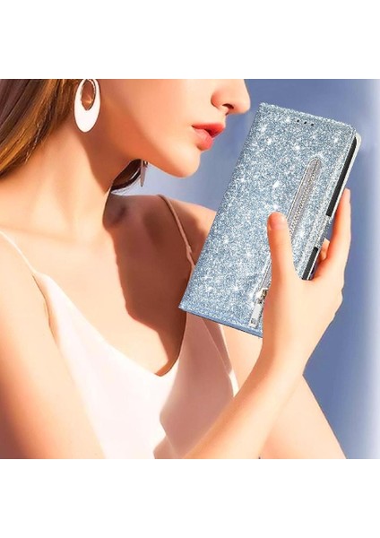 IPhone 13 Mini Manyetik Kapatma Glitter Cüzdan Pu Için Fermuarlı Cebi Durumda (Yurt Dışından) modelleri