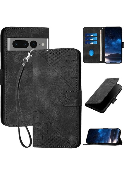 Ayrılabilir El Kayışı Kabartmalı Yüksek ile Google Piksel 7 Pro Için Flip Case (Yurt Dışından)