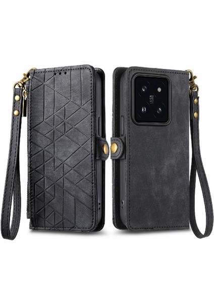 Xiaomi 14T Pro Için Flip Case Cüzdan Kapak Çevirin Deri Kılıf Basit (Yurt Dışından)