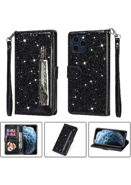 IPhone 12 Pro Max Pu Deri Manyetik Kapatma Için Fermuarlı Cebi Durumda (Yurt Dışından)