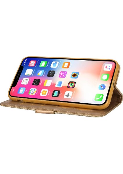 IPhone Xr Manyetik Kapatma Kart Tutucu Için Fermuar Cep Durumda Glitter Pu (Yurt Dışından)