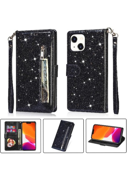 IPhone 14 Için Fermuar Cep Durumda Kart Tutucu Pu Deri Manyetik Kapatma (Yurt Dışından)