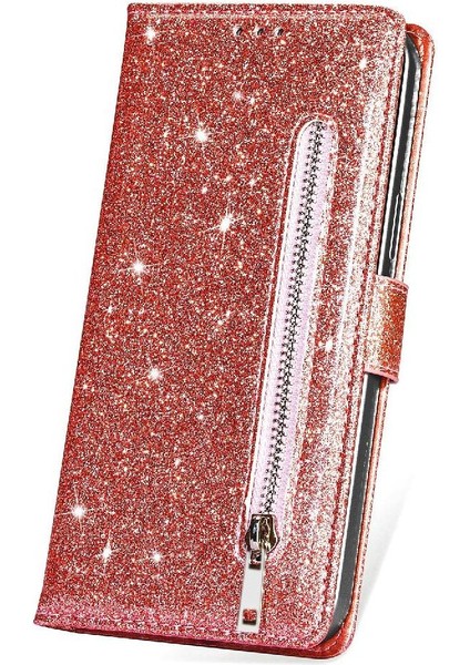 IPhone 13 Mini Manyetik Kapatma Glitter Cüzdan Pu Için Fermuarlı Cebi Durumda (Yurt Dışından) modelleri