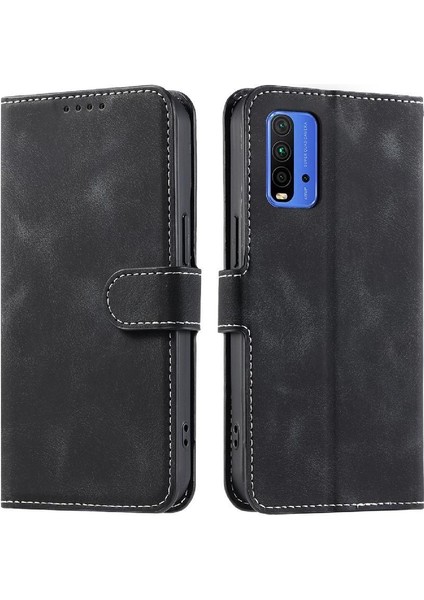 Xiaomi Redmi Için Flip Case 9t Kickstand Bilek Kayışı Manyetik Cüzdan Kart (Yurt Dışından)