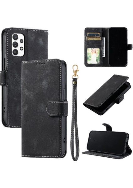 Samsung Galaxy A32 4g Kickstand Bilek Kayışı Pu Deri Kart Için Flip Case (Yurt Dışından) indirimleri