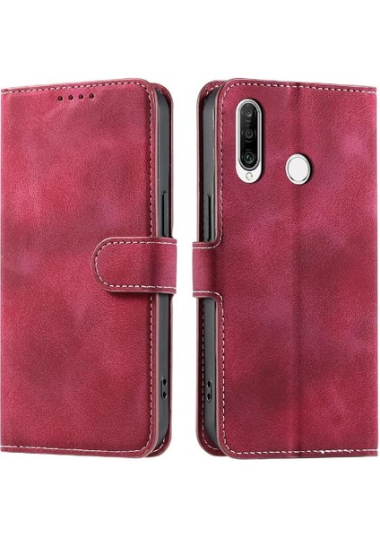 Huawei P30 Lite Manyetik Bilek Kayışı Pu Deri Cüzdan Kartı Için Flip Case (Yurt Dışından)