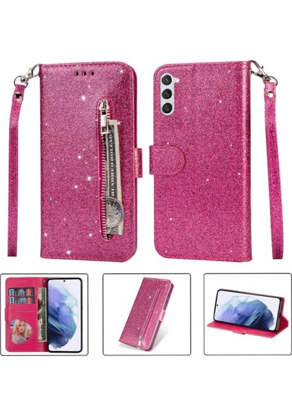 Samsung Galaxy S23 Artı Glitter Cüzdan Kılıf Bilek Için Fermuarlı Cebi Durumda (Yurt Dışından)