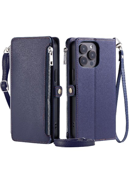 IPhone 16 Için Crossbody Durumda Pro Max Fermuar Faturaları Yuvası Uzun Kordon 9 (Yurt Dışından)