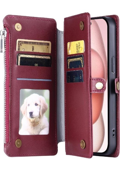 IPhone 16 Için Crossbody Durumda Pro Max Fermuar Faturaları Yuvası Uzun Kordon 9 (Yurt Dışından)