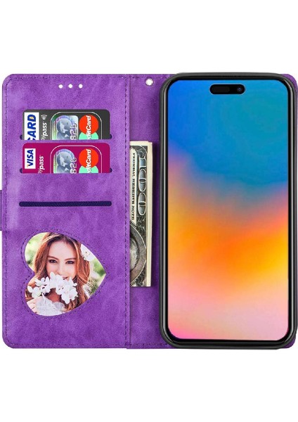 IPhone 15 Pro Pu Deri Manyetik Kapatma Glitter Için Fermuarlı Cebi Durumda (Yurt Dışından)