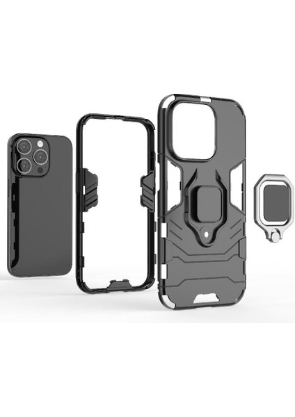 Halka Araba Dağı Kickstand Kılıf IPhone 15 Pro Darbeye Dayanıklı Metal Halka (Yurt Dışından) fiyatları