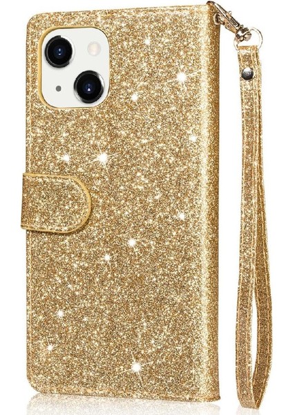 IPhone 15 Için Fermuar Cep Durumda Artı Glitter Cüzdan Kılıf Manyetik Pu (Yurt Dışından)
