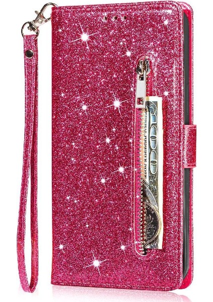 IPhone 14 Için Fermuar Cep Durumda Pro Max Kart Tutucu Pu Deri Glitter (Yurt Dışından)