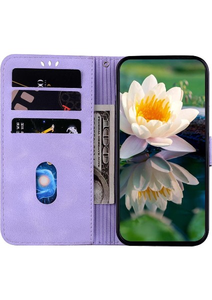 Mays Boutique Xiaomi Redmi 12C Kickstand Kickstand Cüzdan Kabartma Lotus Için Flip Case (Yurt Dışından)