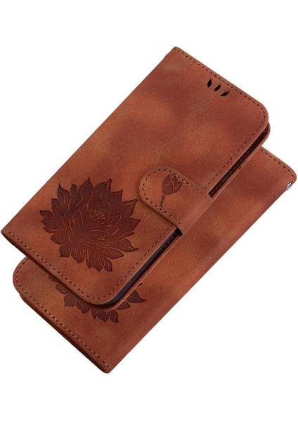 Xiaomi Redmi 9 Başbakan Kabartma Lotus Çiçek Manyetik Cüzdan Için Flip Case (Yurt Dışından)