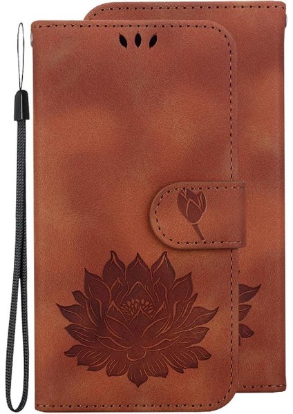 Xiaomi Redmi 9 Başbakan Kabartma Lotus Çiçek Manyetik Cüzdan Için Flip Case (Yurt Dışından)