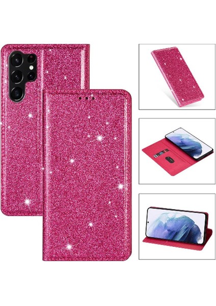 Samsung Galaxy S24 Ultra Manyetik Kapatma Flip Case Için Glitter Flip Case (Yurt Dışından)