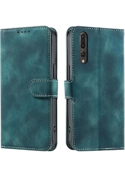 Huawei P20 Pro Kickstand Manyetik Cüzdan Kart Yuvaları Için Flip Case Bilek Pu (Yurt Dışından)
