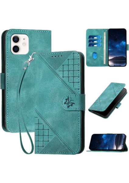 Ayrılabilir El Kayışı Kabartmalı Kelebek ile IPhone 12 Mini Için Flip Case (Yurt Dışından)