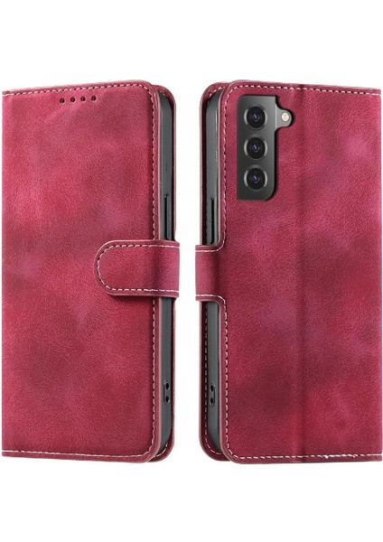 Samsung Galaxy S21 Artı Kickstand Bilek Kayışı Manyetik Pu Için Flip Case (Yurt Dışından)