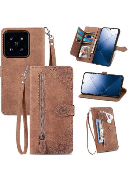 Xiaomi 14T Pro Iş Çoklu Kart Yuvası Çok Renkli Cüzdan Flip Için Kılıf (Yurt Dışından)