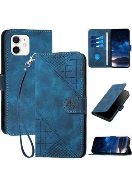 Ayrılabilir El Kayışı Kabartmalı Kelebek ile IPhone 12 Mini Için Flip Case (Yurt Dışından)