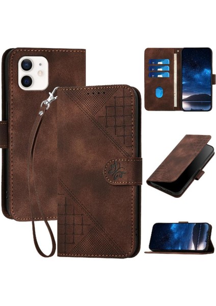 IPhone 12/12 Pro Kabartmalı Kelebek ve Kredi Kartı Yuvası Için Flip Case (Yurt Dışından)