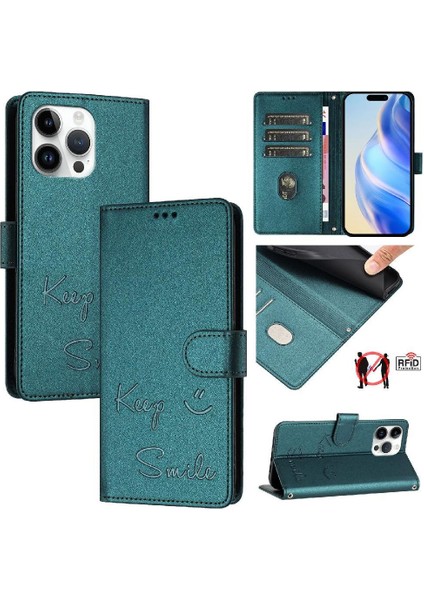 IPhone 16 Için Kılıf Pro Max Rfıd Engelleme Kart Tutucu Cüzdan Pu Deri (Yurt Dışından)