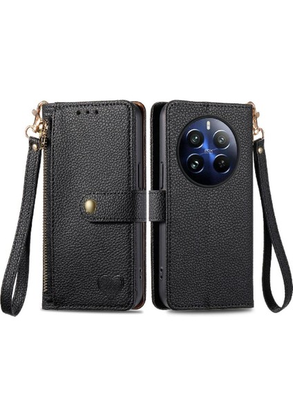 Realme 13 Cüzdan Darbeye Deri Kılıf Fermuar Aşk Için Flip Case (Yurt Dışından)