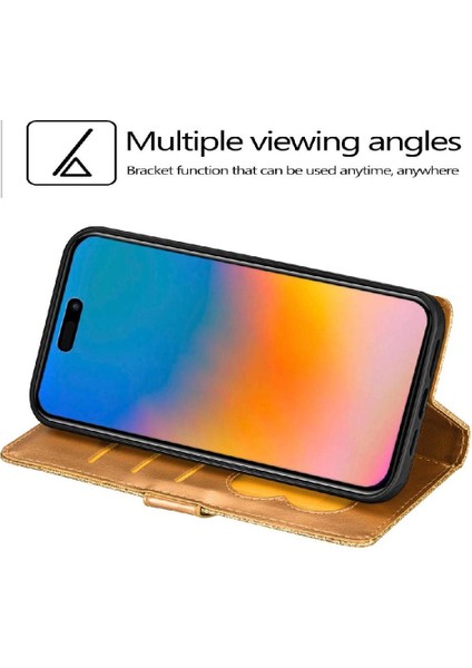 IPhone 15 Için Fermuar Cep Durumda Pro Max Manyetik Kapatma Bilek Kayışı Pu (Yurt Dışından)