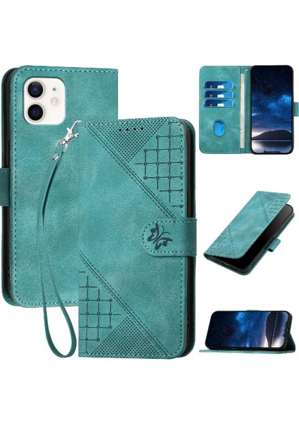 IPhone 12/12 Pro Kabartmalı Kelebek ve Kredi Kartı Yuvası Için Flip Case (Yurt Dışından)